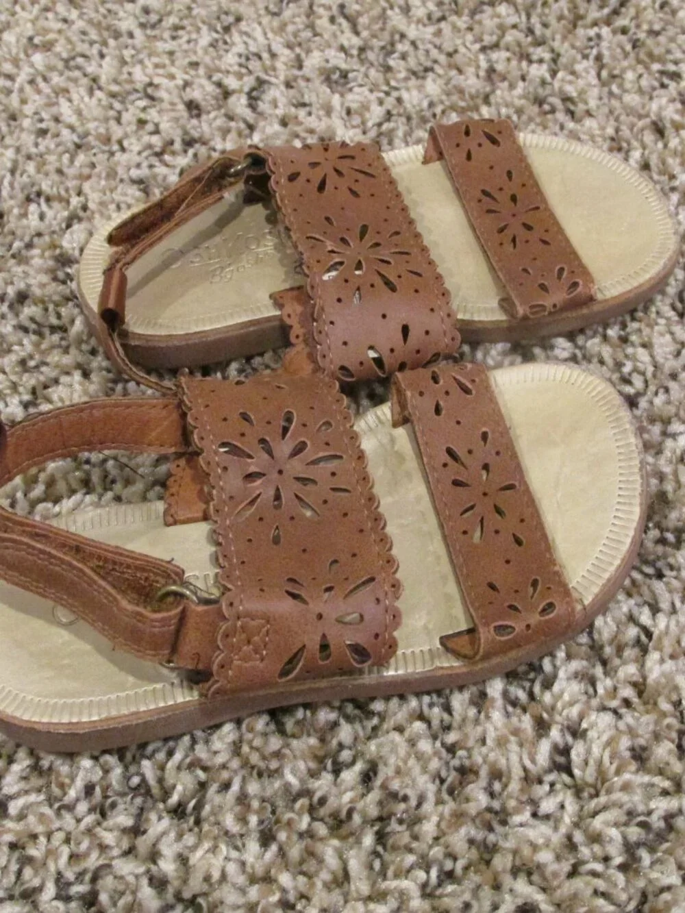 Osh Kosh Slip On Sandals Toddler Girls Size 6M Brown Open Toe‎ Summer Church